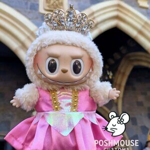 Custom Disney Princess Aurora Dress and Crown Made to Fit Labubu